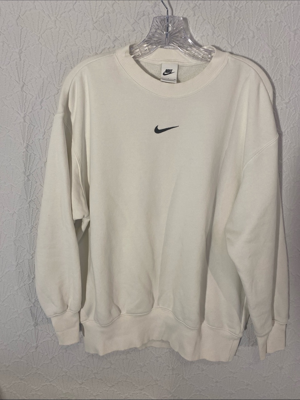 Nike Crewneck Sweatshirt in White with Black Swoosh